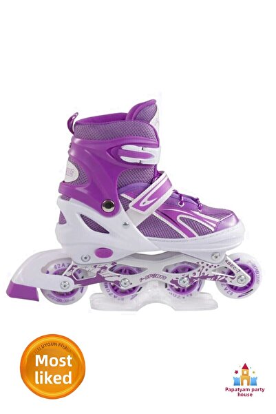 PapatyamPartiEvi Purple Metal Practice Skates with Bag - Adjustable 2 2 Light...