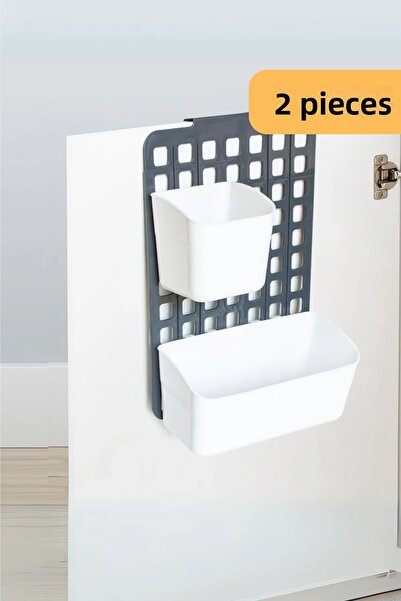 EVLE Level Adjustable Cabinet Door Organizer 1 Wide 1 Narrow, Set of 2, White