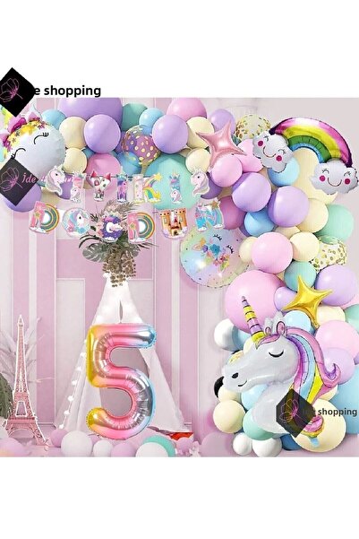 CUGY 5-годишен комплект за празнуване на рожден ден с балони с мотив еднорог ...