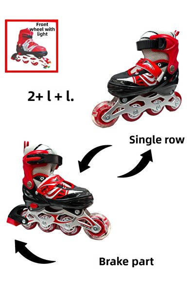 YILDIRIM OYUNCAK 2+1+1 AdjuStable LIghted ChIldren'S Skate - SIngle Row wIth SIlIcone WheelS