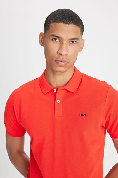 Lee Regular Fit Normal Cut 100% Cotton Polo Neck Coral T-Shirt