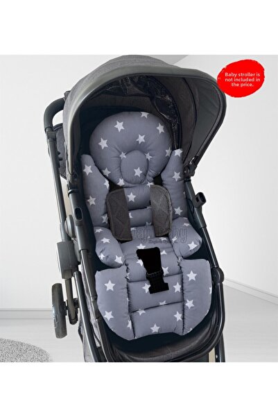 Jaju Baby وسادة عربة أطفال رمادية مرصعة بالنجوم