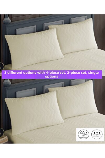 sevilya 2 bucăți 100% bumbac matlasat cu fermoar rezistent la lichide husă de pernă colorată Protector de pernă