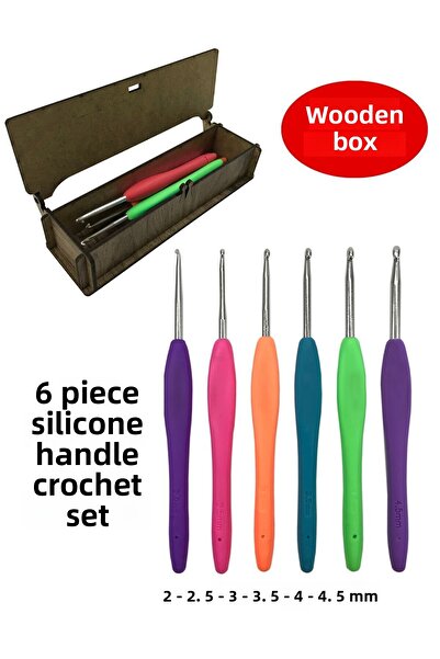 aladepo Σετ πλεξίματος μακραμέ με βελονάκι με ελαστική λαβή Νο: 2 - 2,5 - 3 -...