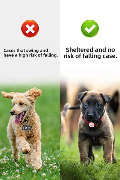 CONOCER Airtag Compatible Full Protection Case - Soft Soft Silicone, Dog and Cat Leash