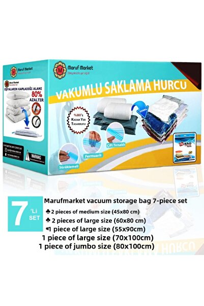 Vakum Hurcu Set of 7 Vacuum Storage Bags-4 (Pillow - Clothes - Blanket-Quilt ...
