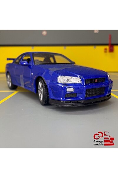 WELLY نيسان سكاي لاين Gt-r R34 1/24 مقياس *c&c نموذج جراج* دييكاست نموذج سيار...