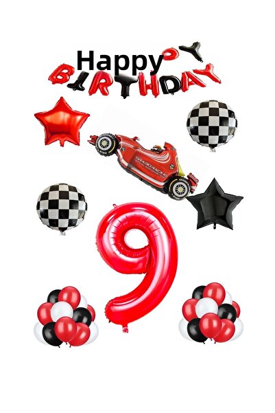 BAL10 DÜNYASI مجموعة بالونات من رقائق الفويل واللاتكس تحت عنوان السباق باللون...