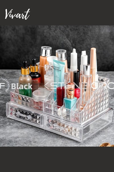 Vivart Design Diomand cu 2 straturi - Organizator de machiaj cu modul special, Organizator pentru stilouri cosmetice