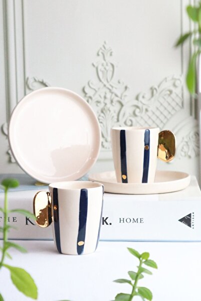 ada mia seramik 2-Piece Special Design 24k Real Gold Decorated Handmade Ceram...