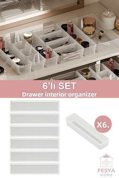 Fesya Home درج اوريغامي شفاف - 6 قطع كبيرة للمطبخ والمكتب ومنظم الحمام