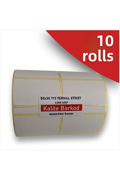 Kalite Barkod 50x30 Yy2 ملصق حراري| 10 لفات من ملصقات الباركود