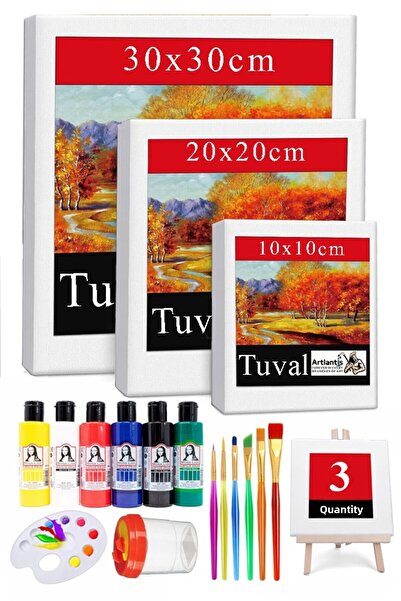 Artlantis Square Canvas 3 Pieces 10X10 20X20 30X30Cm Blank Canvas Painting wi...