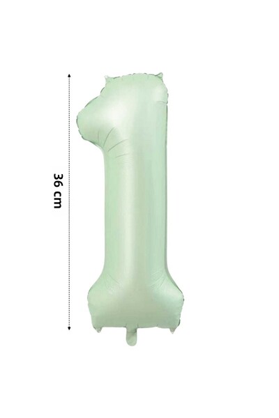 Onay Store بالون فويل رقم 1 بالون هيليوم 36 سم لون أخضر ريترو - بالون عمره سن...