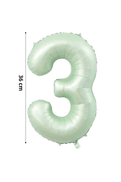 Onay Store بالون فويل بالون هيليوم رقم 3 36 سم لون أخضر ريترو - بالون عمر 3 س...