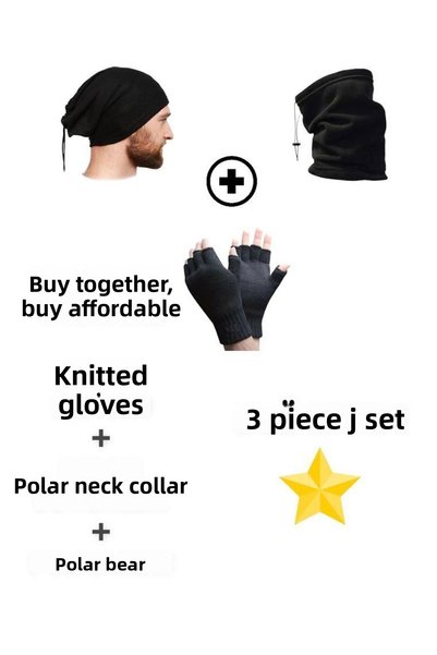 FUYATEKS Unisex, pentru femei și bărbați, guler polar, căciulă polară și tric...
