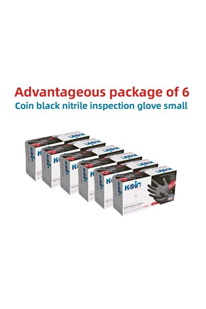 KOİN قفازات نيتريل سوداء صغيرة، عبوة مفيدة مكونة من 6 قطع