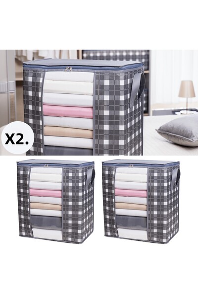 AYHANHOME PlaiD PatterneD 2 Pieces of Pique Clothes - BlanKet Organizer, Storage 45x30x50 Cm