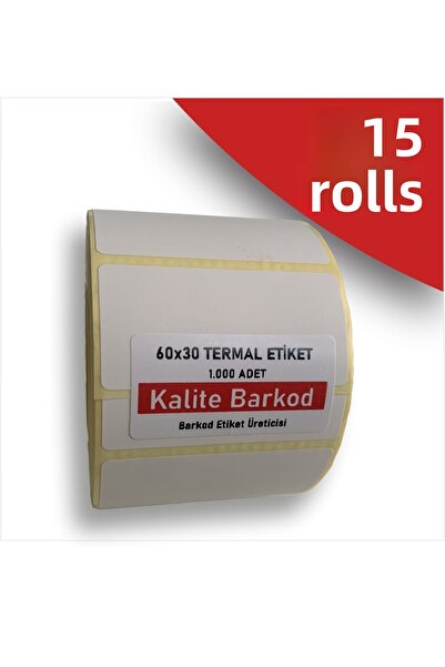 Kalite Barkod ملصق حراري 60 × 30| 15 لفة|