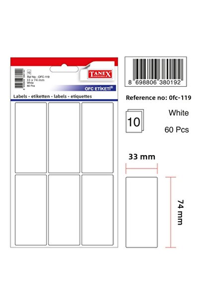 Tanex Etichetă albă pentru birou Taneks Ofc-119