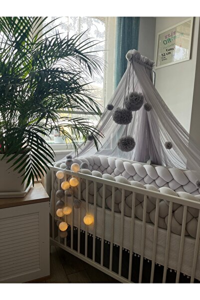 ısıklıtoplarrengarenk Crib Protection 4 Knitted 500 cm Stone Color