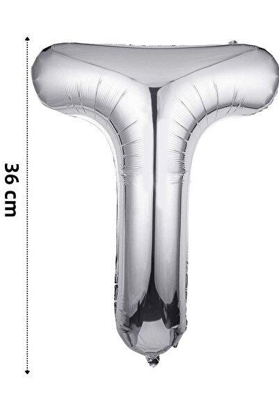 Onay Store بالون فويل حرف T بالون هيليوم 36 سم لون فضي - بالون حرف T - بالون فويل حرف T - بالون حرف T