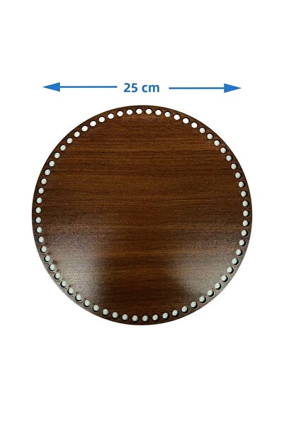 şamaksesuar 3 Pieces Wooden Mdf Basket Base - 25 cm Round Walnut, Single Face