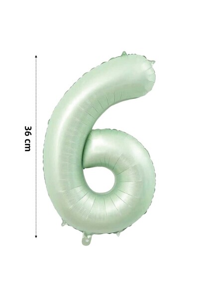 Onay Store بالون فويل بالون هيليوم رقم 6 36 سم لون أخضر ريترو - بالون عمر 6 -...