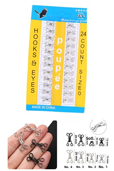 Kardelux Set de închidere cu cârlig și ochi din metal - culoare argintie 24 p...