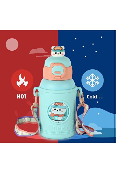 CNSZ Green Flask Thermos Sporty - with Straw, Double Layer, Both Warm and Cold Preservation