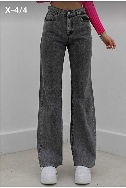 TRENDNATUREL Παντελόνι Palazzo Jean με εξαιρετικά ψηλόμεσο και φαρδύ πόδι από λύκρα Snow Wash