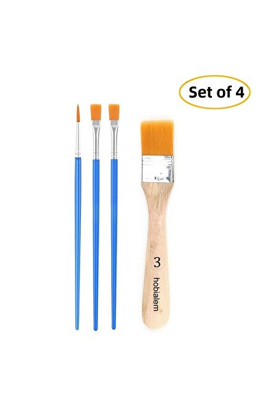Hobialem Set de 4 pensule - pentru vopsea în ulei, pictură, acrilic și pensul...