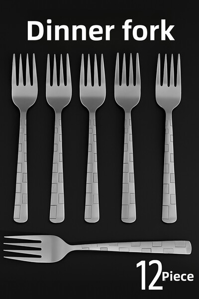 Metler مجموعة شوكة طعام رخيصة مكونة من 12 قطعة |   تصميم أنيق من الفولاذ المق...