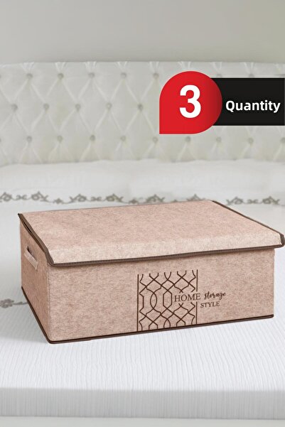 ALAS Cutie de bază Bej - Cu capac din pâslă, 50x40x19 CM, 3 BUC.