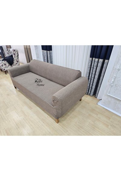 Rişte Home Quality Standard Jacquard Semi Finish 1 Pcs 3 Seater Bar Pattern Elastic Seat Cover, Case
