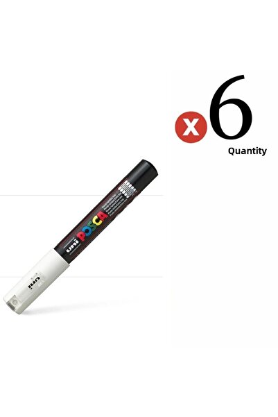 Uni Posca Marker Pen PC-1m 0.7mm White 6 Pieces Set