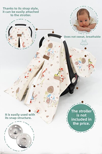mordesign Orthopedic Baby Stroller Cushion, Cover, Sheet, Baby Blanket, Nursing Bib, Set of 5, Animal Series
