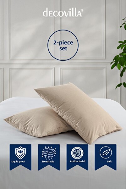 Decovilla Micro perne cu fermoar Set de 2 protectoare de perne rezistente la ...