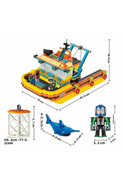 sunman oyuncak Sea Sea Mining Ship Play Set 628 Piece Construction Toy