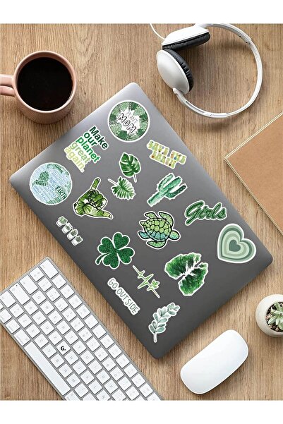 KT Decor Telefon, tabletă, laptop și notebook cu tematică verde VSCO - Set de autocolante din PVC