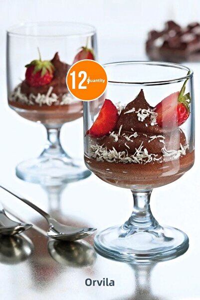 Orvila Plastic Magnolia Dessert Presentation Cup| 12-Piece Mica Magnolia Ice Cream Pudding Bowl (NOT GLASS)