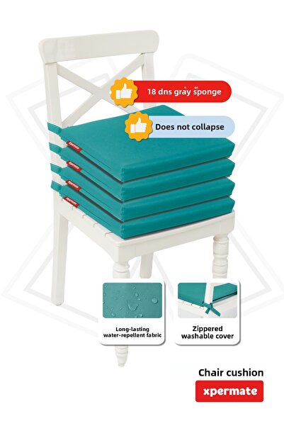 XPERMATE Green 4-Piece Water Repellent Zippered Chair Cushion - 40X40 cm Sponge Laces