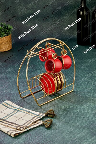 Kitchen Line Gold Color Cup Holder Gold Cup Stand 6-Piece Presentation Gold Cup Stand