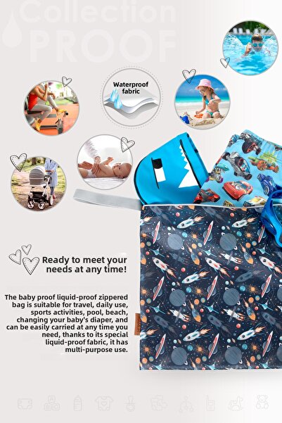 HAMUR Galaxy Baby Proof Clothing Bag - Swimsuit, Wet Dry Clothes, Liquid Proof, Dirty Clean Laundry Bag