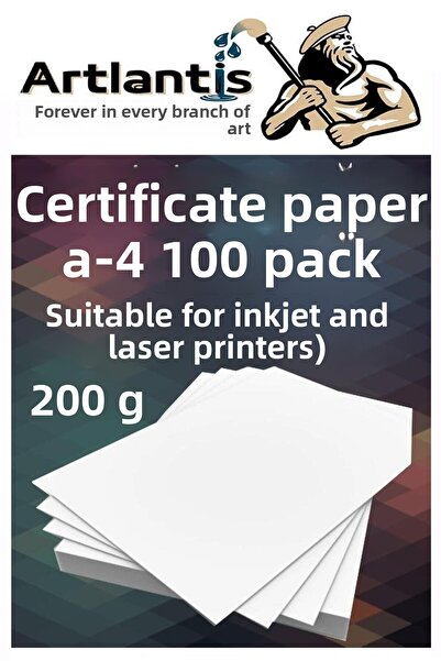 Artlantis ورق شهادات A4 سميك 100 قطعة ورق تصوير بوزن 200 جرام متوافق مع جميع ...