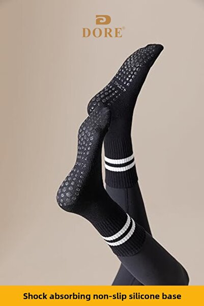 Dore Set of 3 for Yoga and Pilates Black White Pink - Non-Slip Sole Socks