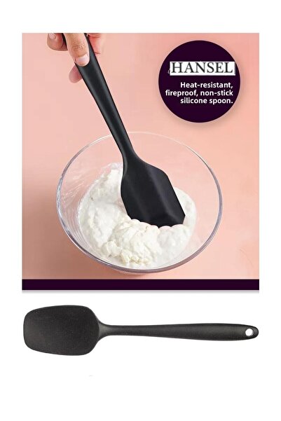Hansel Heat Resistant Fireproof Non-Stick Black Silicone Spoon| Silicone Cooking Spoon 1 Piece