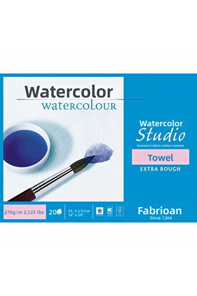 Fabriano Watercolour Torchon Extra Rough 270gr Water Color Block 20 Sheets 35...