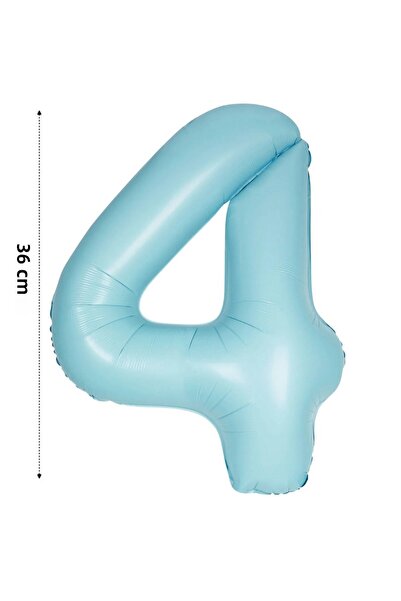 Onay Store بالون فويل بالون هيليوم بأرقام 4 36 سم لون أزرق ريترو - بالون عمر ...