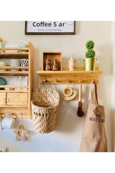 Süs Dükkanı Wooden Wicker Bathroom Organizer Basket Model